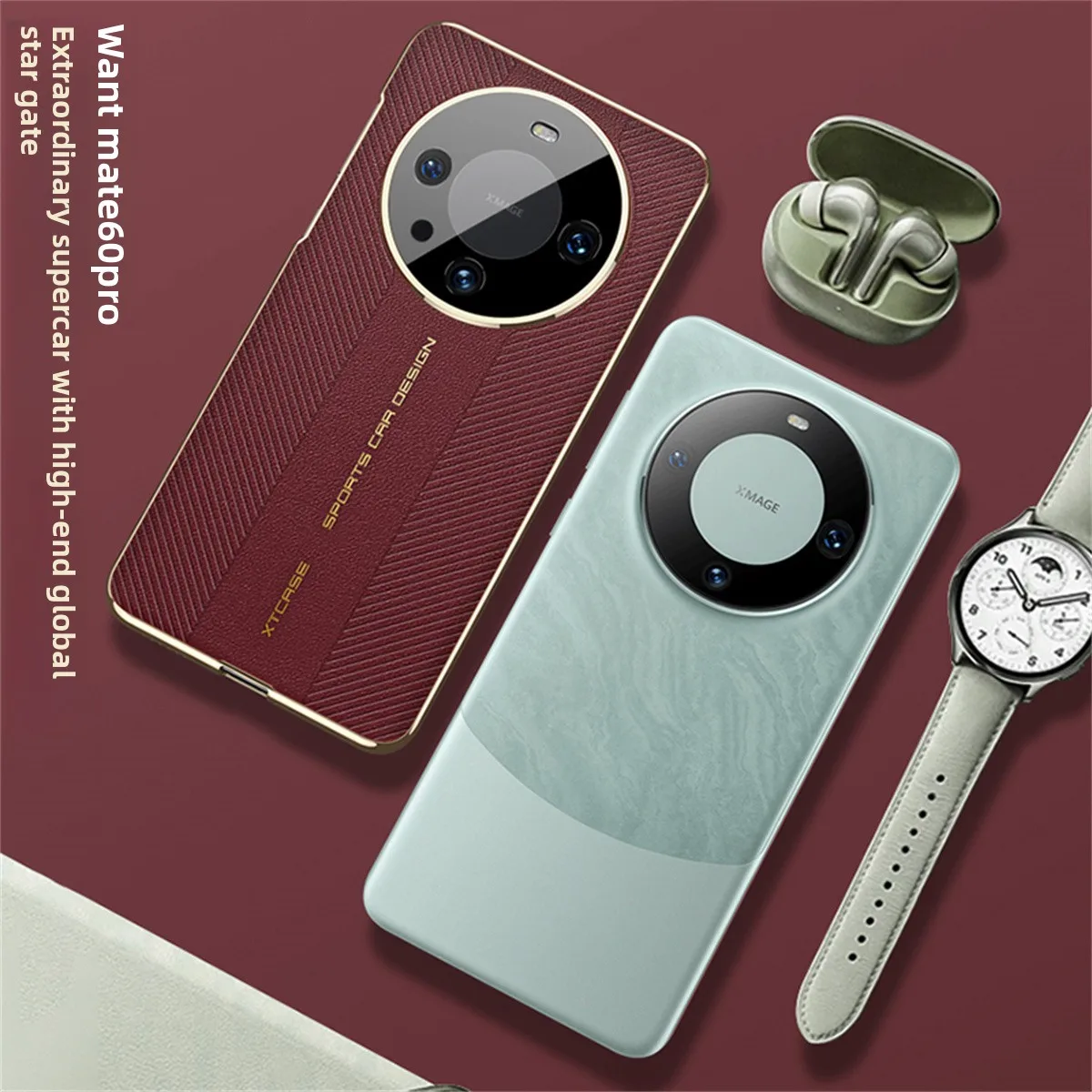 Luxury Electroplating Leather Camera Protective Hard Phone Case
