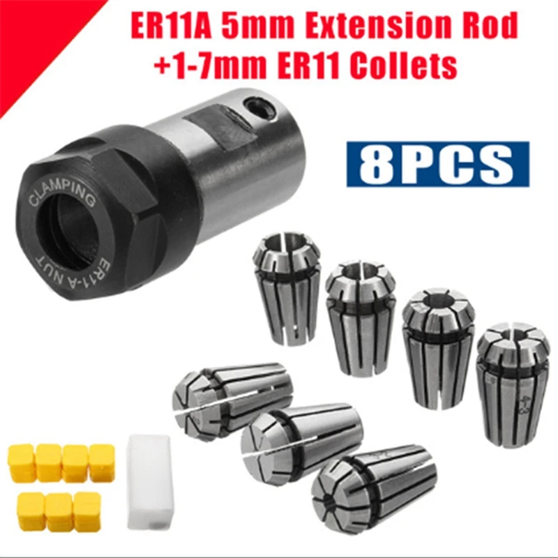 21 개 ER11 1-7Mm 스프링 콜릿, ER11A 5Mm 모터 샤프트 홀더 연장 막대