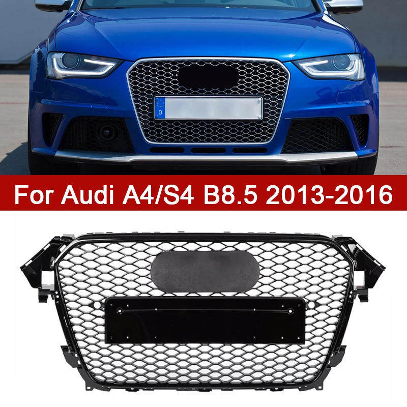 

Car Front Bumper Grille For Audi A4/S4 B8.5 2013-2016 Sport Hex Mesh Honeycomb Hood Grill for Quattro Style (For RS4 style)