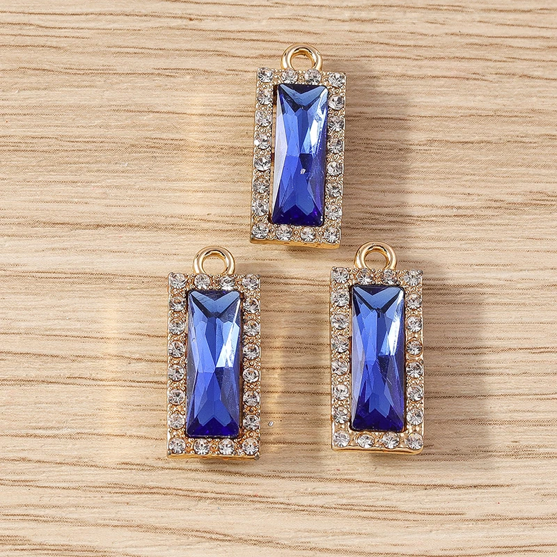 10 Stück 9 x 22 mm zarte rechteckige Kristall-Anhänger für die Schmuckherstellung, Tropfenohrringe, Halsketten, Armbänder, DIY-Bastelbedarf – Detail 6