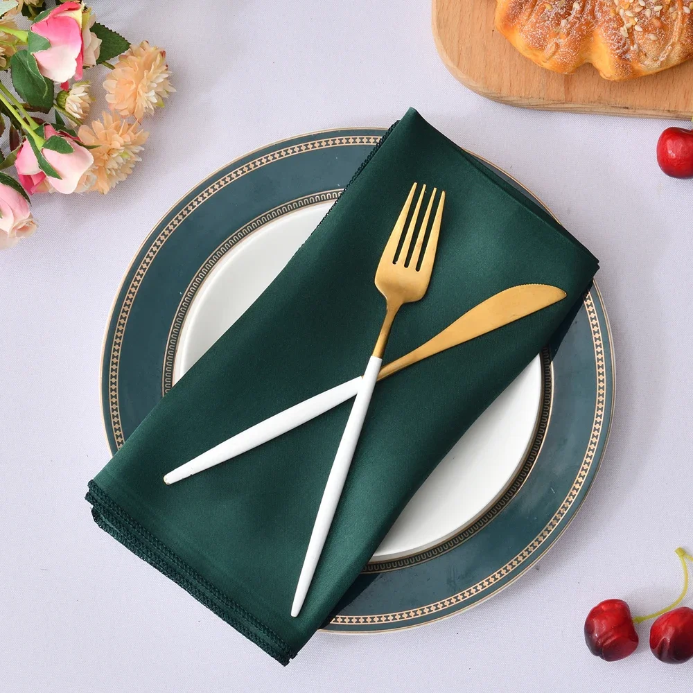 50 Pcs Satin Table Napkins 12x12inches Square Dinner Napkins Washable Soft Table for Wedding Birthday Parties Decoration