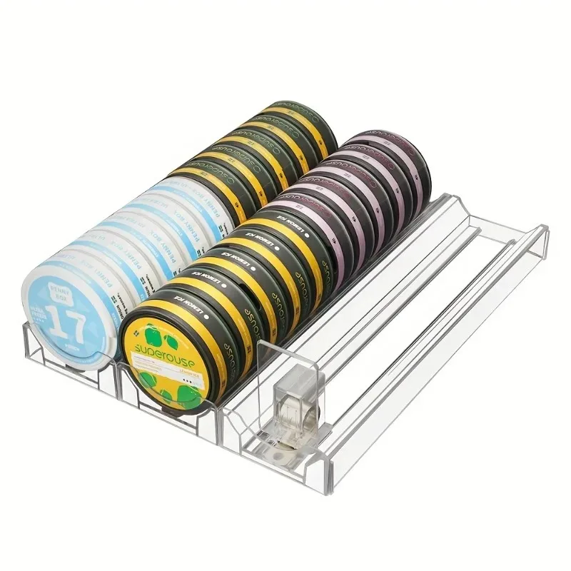 Set di 4 Organizzatori Automatici con Meccanismo di Spinta Automatica, Espositore in Acrilico, Scaffale Trasparente con Scomparti per Casa e Negozio - immagine 4