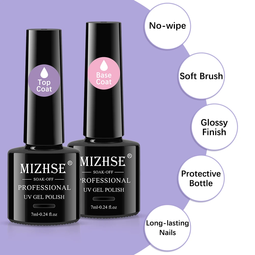 MIZHSE 18ml Nail Gel  Polish No Wipe Top Coat Base Coat Nail Lacquer UV Gel Sealing Shining Clear Nail Gel Diamond Matte Topcoat 2