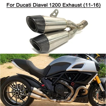 For Ducati Diavel 1200 Exhaust Muffler Motorcycle Exhaust Muffler Titanium 60mm SC Exhaust Dual-outlet Escape No DB Killer