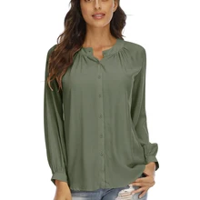 

Women's Casual Blouses Fashion Chiffon Tops for Women Long Sleeve Collared Button Down Office Shirt Female Loose Blusas Female