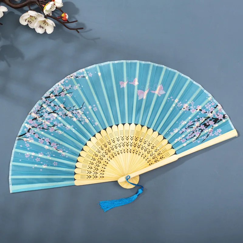 Foldable Silk Hand Fan - Bamboo Halloween Cosplay Prop  Party Decoration