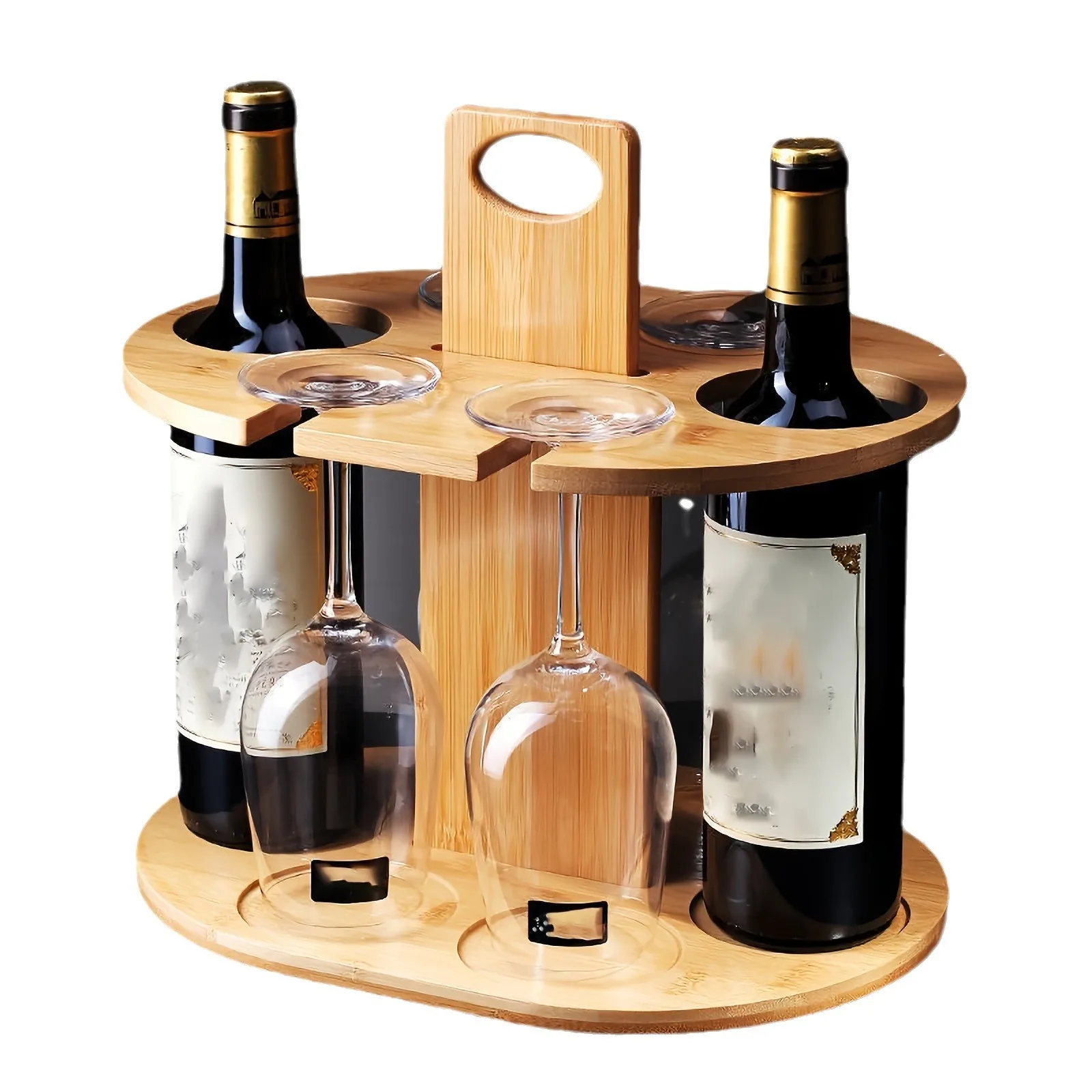 Wooden Red Wine Rack Ornaments Bamboo High Legged Glass Inverted Cup Rack Outdoor Portable Hanging Wine Glass Rack 5