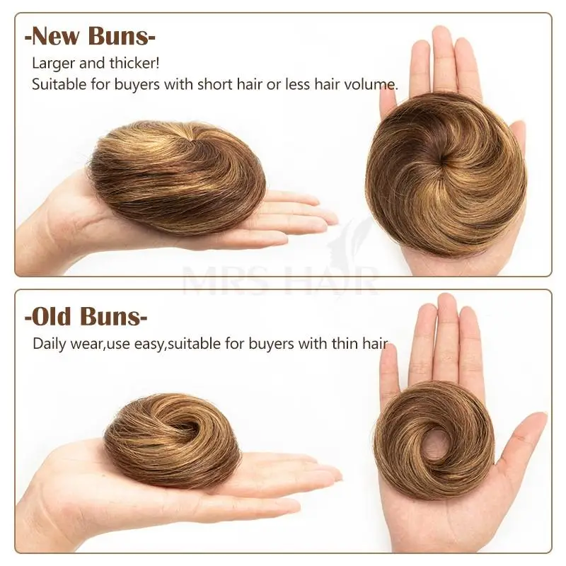 Human Hair Buns Claw On Drawstring Ponytail Flexible Hair Pieces Updo Donut Chignon Clip On Buns for Wedding and Show