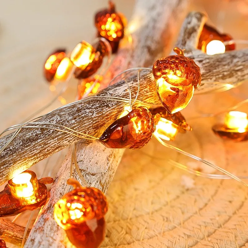 6' Mercury Glass Gold Star Lights/Gold Glass Pinecone String Lights - Wedding Decorations for Party, LED Lights String, Battery Operated, 10 Warm