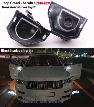 2pcs HD Led Car Light Rearview Mirror Welcome Shadow Lamp For Jeep Grand Cherokee (2014-2020) Laser Projector Ghost Modification 1