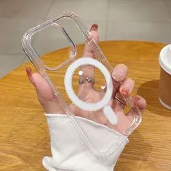 Premium Magnetic Wireless Charging Case with Transparent Back Cover - iPhone 18 (Clear)