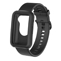 2-in-1 Single Color Soft Silicone Strap and Case Set - Replacement Wristband for Huawei Watch Fit (1)