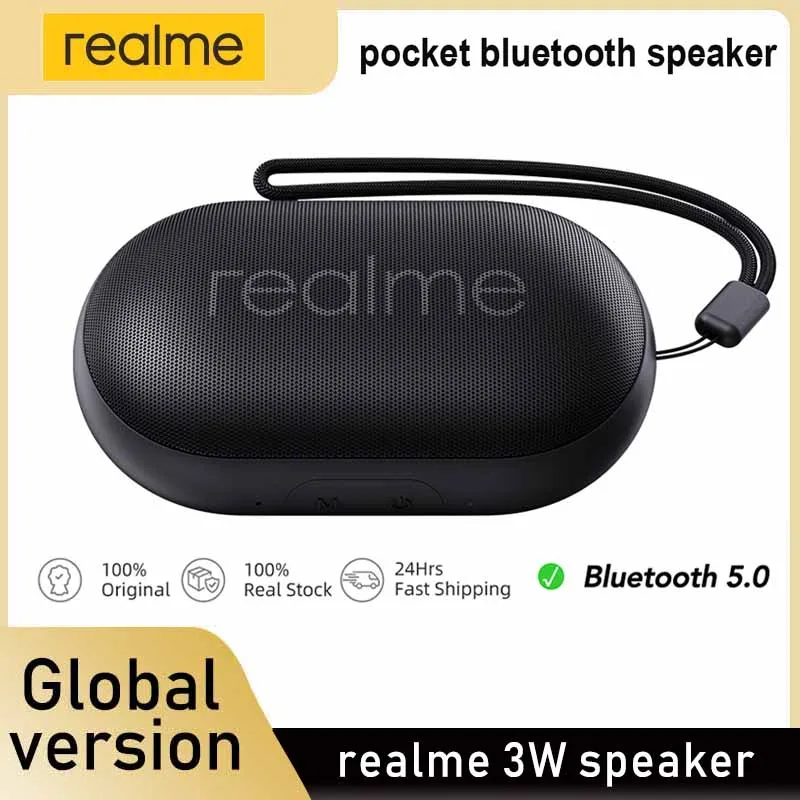  realme 3W Mini Wireless Speaker Bluetooth Waterproof Dynamic Bass Boost Driver Stereo Pairing Portable Long Battery Bass Audio 