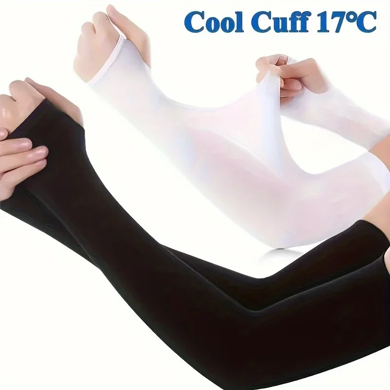 Unisex Cooling UV Protection Arm Sleeves Elastic Summer Ice Covers for Sports/Running/Cycling Reusable Breathable Sun Accessorie