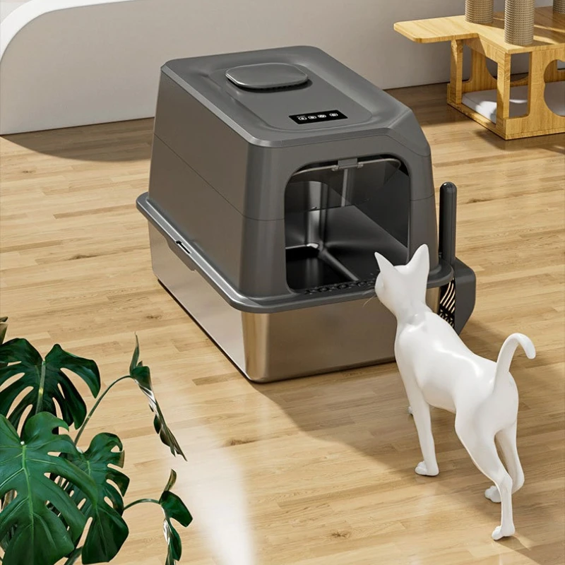 Automatic Self Cleaning Cat Litter Box Large Covered Deodorizing Cat Toilet Quiet Auto Scoop Easy Clean Cat Sandbox Cat Box_voghion.com