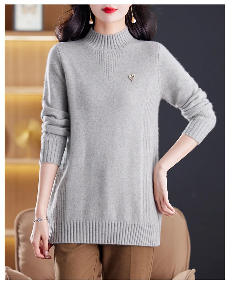 Frauen Pullover Neue Elegante Rollkragen Warme Pollovers Bluse Stricken Damen Jumper Herbst Winter Bottom Wear Tops Weibliche Kleidung – Detail 6