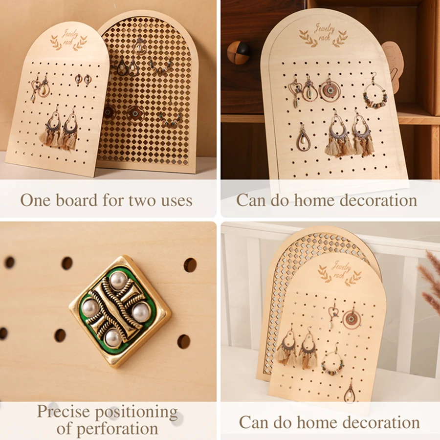Wooden Nordic Style Jewelry Display Rack Earrings Organizer Stand for Women Desktop Storage Rack Photography Props Accessories