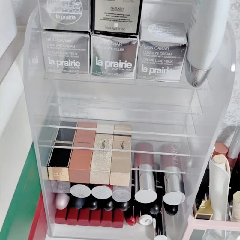 Acrylic 7/8 Layers Lipsticks Rack Transparent Curve Nail Polish Display Shelf Makeup Storage Organizer High-capacity 6