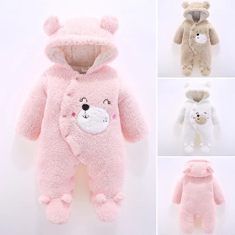 

Newborn Baby Romper Winter Thicken Cotton Jumpsuit Infant Onesie Fleece Lining Hooded Rompers for Boy Girl Clothes Kids Outfit