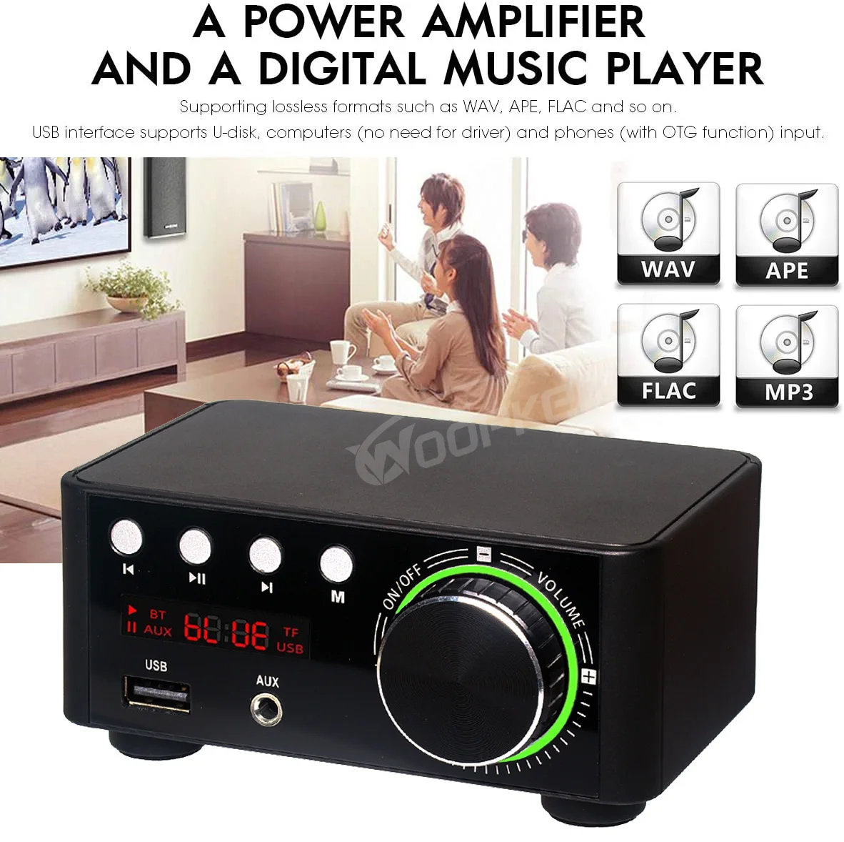 Digital Bluetooth Power Amplifier 50Wx2 Hifi Class D Mini Amp 2.0 Channel Stereo