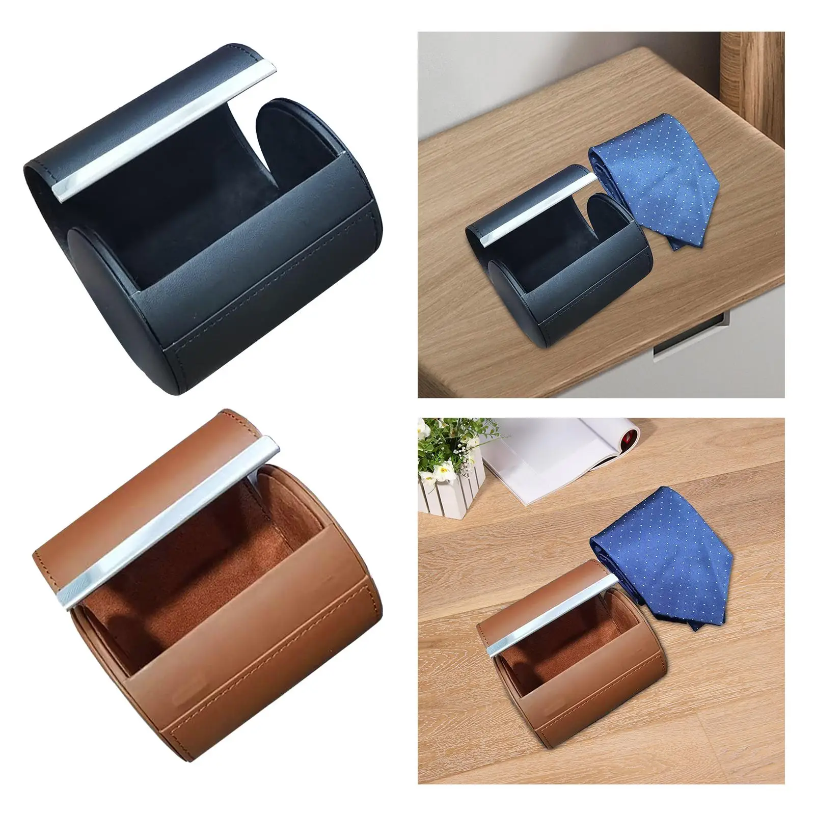 Travel Tie Case PU Leather Necktie Travel Case Tie Box for Men Antiwrinkle Neck Box Portable Sturdy Organizer neck tie