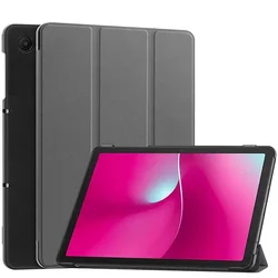 Deluxe Tri - Folding Leather Stand Smart Tablet Case Cover for Revvl Tab2 10.1 inch (Gray)
