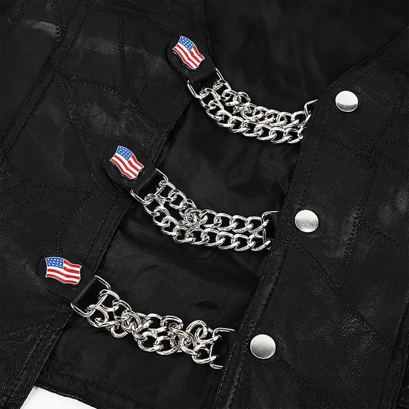 4pcs/set Motorcycle Vest Extenders rider biker Chain for Motorcycle Vest jacket man woman biker buttons buckles extenders 5