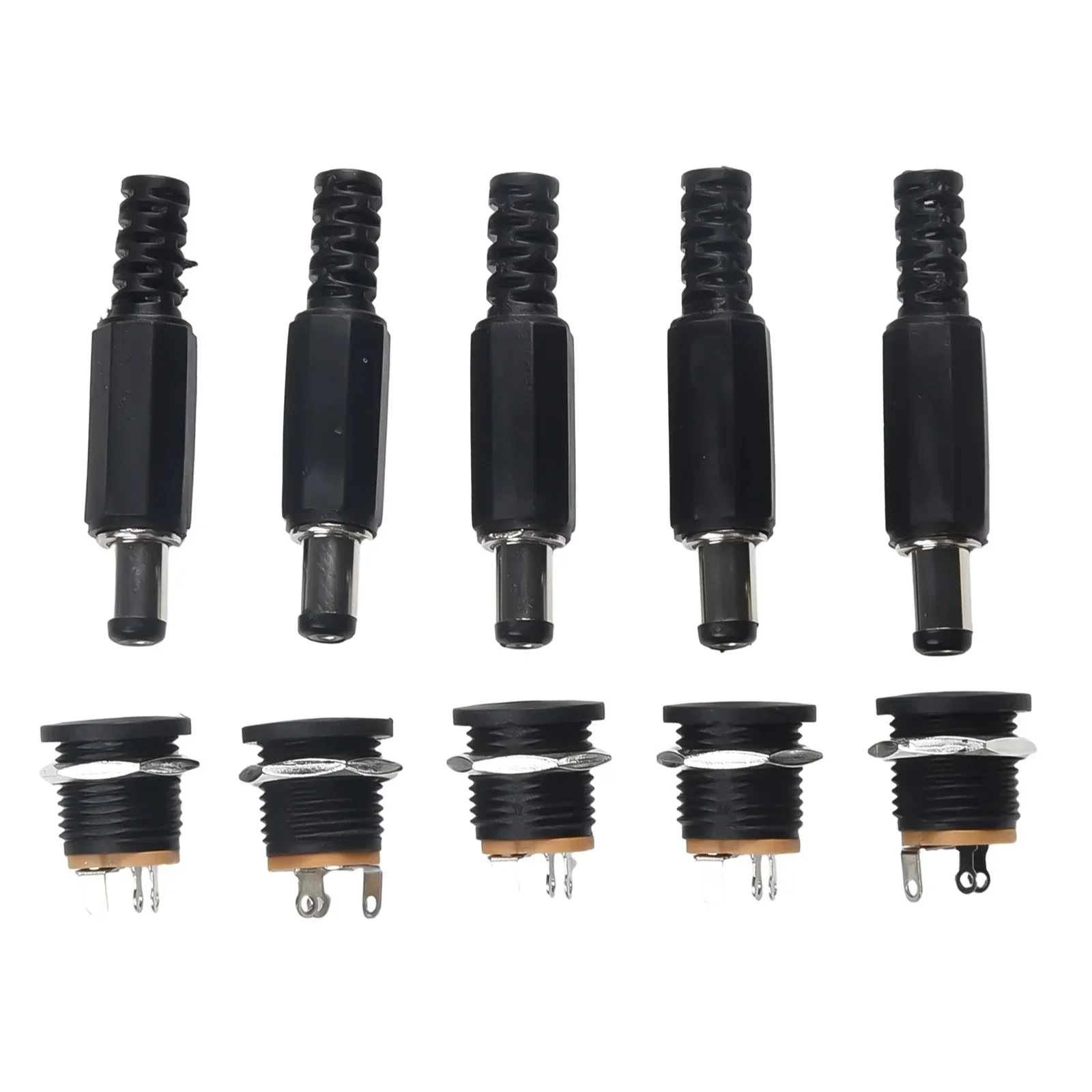 Socket DC Power Plug 5 Pair 1A-5A Mount Nut Quick Connect Replacement Black Connector Male Female Socket Panel