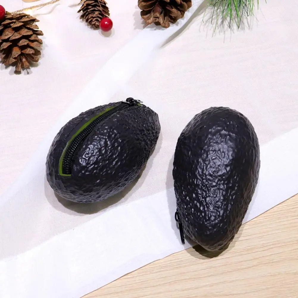 Changes Storage Pouch Avocado Shape Coin Purse with Zipper Closure Portable Handbag for Party Street Dating Travel