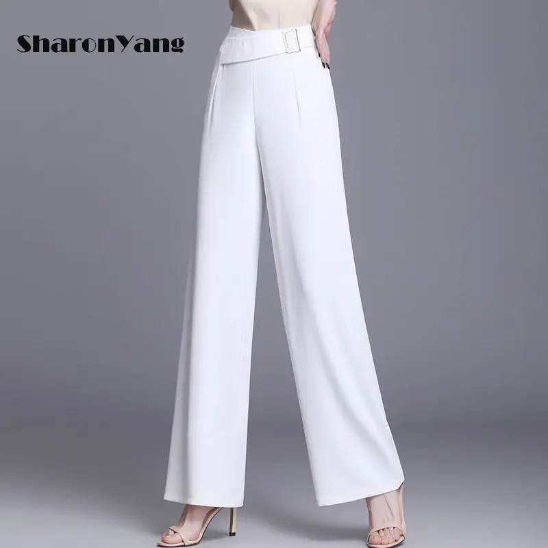 

Летние зеленые брюки, женские Мешковатые широкие брюки, женские прямые свободные брюки с высокой талией, красного, черного цветов, большого размера