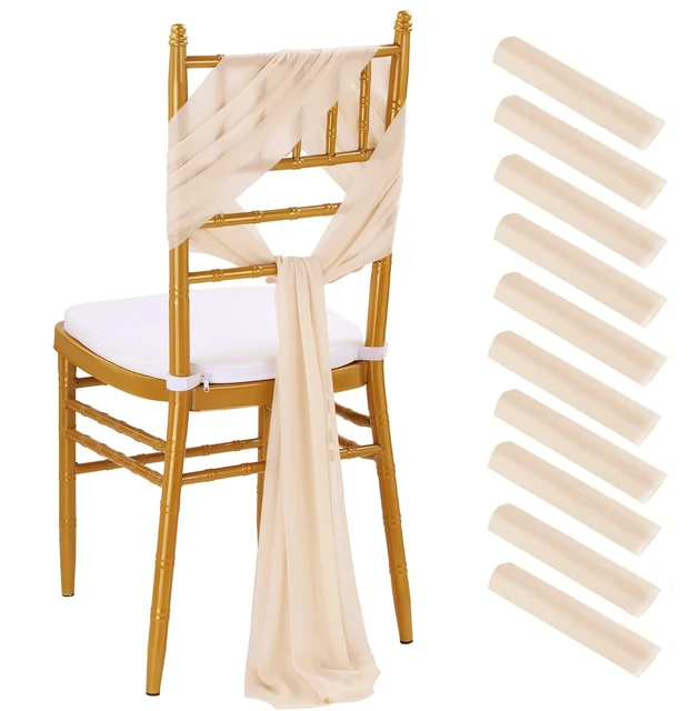 Set of 10 Like Chiffon Chair Sashes Wedding Chair Decoration For Aisle Decorations Party Banquet Event Baby Shower，17x250cm Long