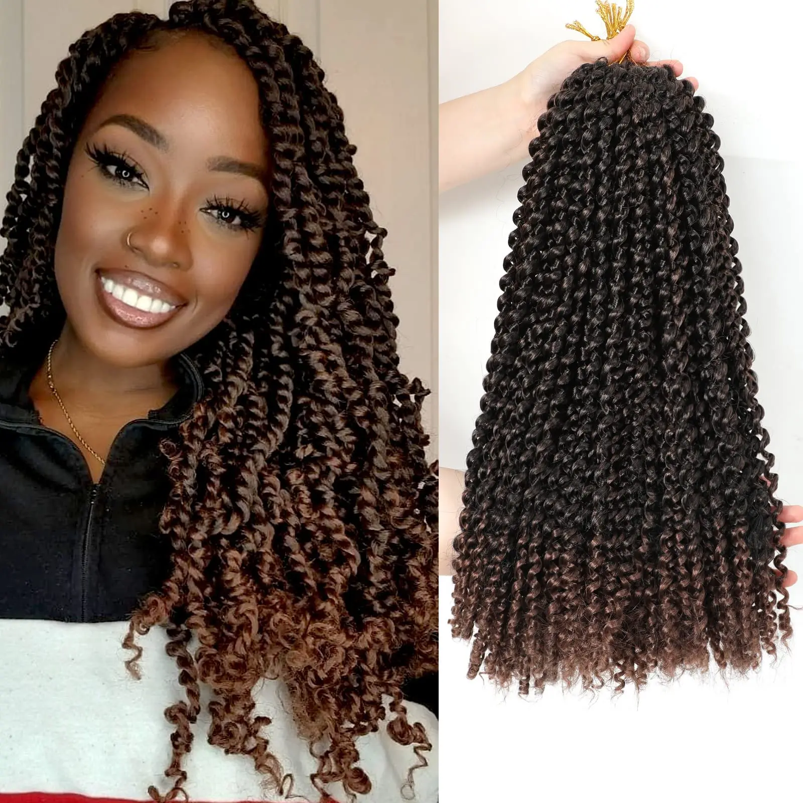 

Passion Twist Hair Crochet Braids Water Wave Passion Twist Crochet Hair 18 inch Long Bohemian Curly Hair Extensions LS06