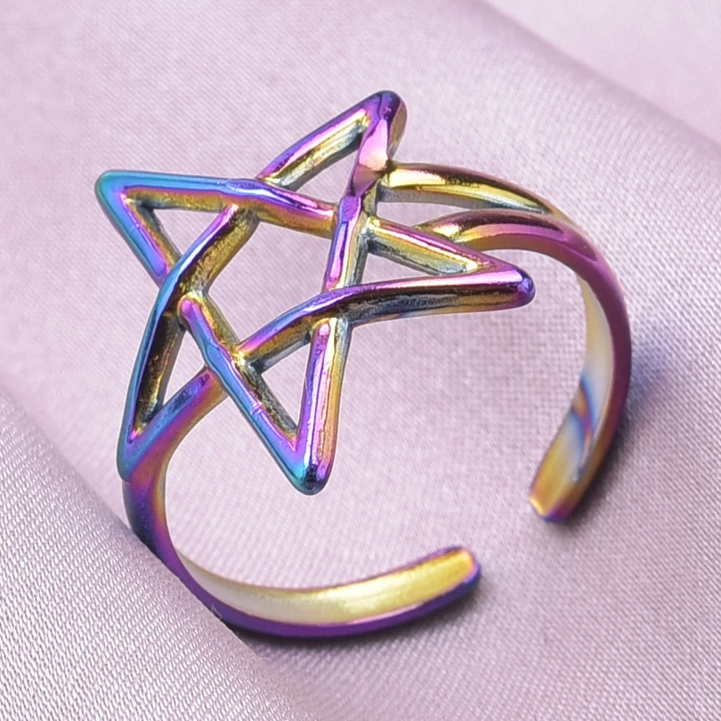 Stainless Steel Leaf Ring, Adjustable | Silver Hills Gems