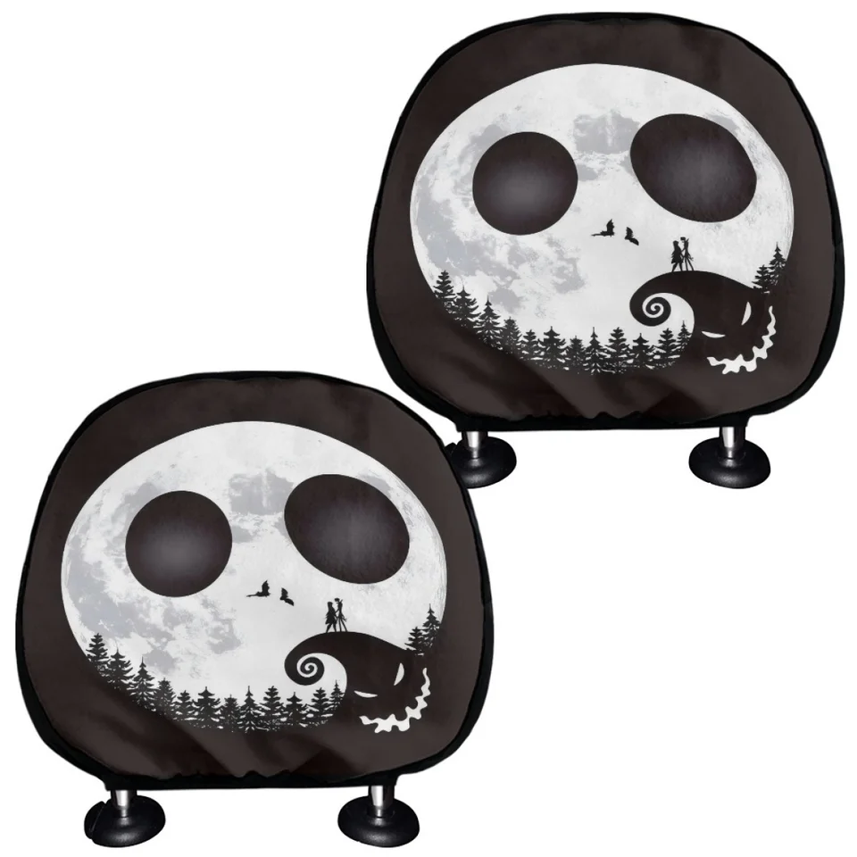 Couvercles D'appui-tête Voiture Drôles Yeux Exorbités - 2 Pièces Lavables - Pour Halloween, Noël, Déco Auto Festive