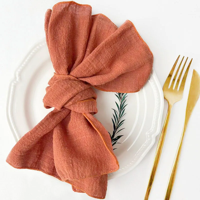 Description Picture 6 of item10pcs Handmade Gauze Napkins 30X30cm Cotton Cloth Napkins  Fabric Serviette Gauze Table Towels for Wedding Party Baby Shower Set