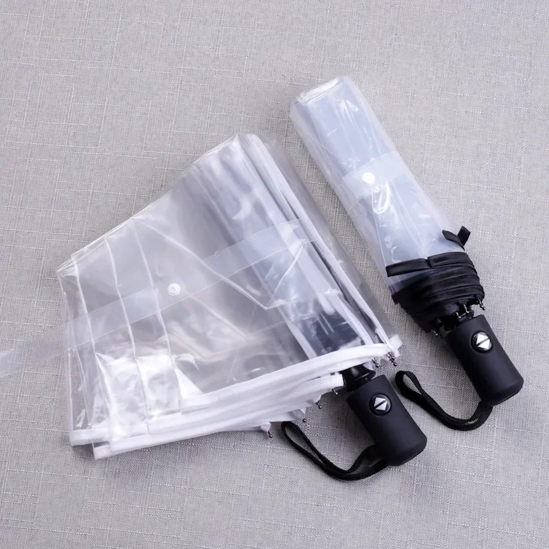 fully automatic, outdoor triple fold rainproof visual transparent umbrella