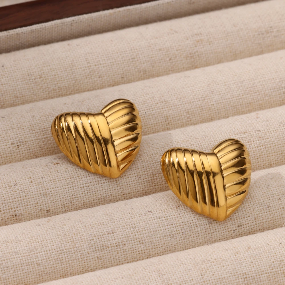 Heart Stainless Steel Stud Earrings for Women