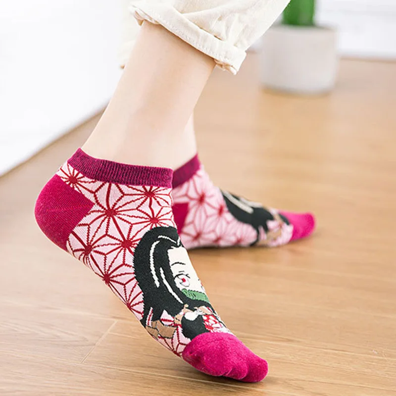 Anime Demon Slayer Nezuko Socks Short Socks Kimetsu No Yaiba Kamado Tanjirou Nezuko Cotton Socks Halloween Christmas Kids Gifts