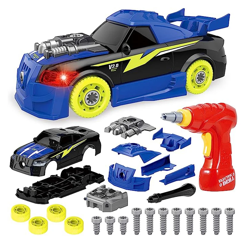 Assemble DIY Take Apart Racing Car with Electric Screwdriver Tool Toy Car Construction Set STEM Building Learning Game