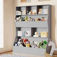 Toy Storage Organizer for Kids, Large Wooden Open Bookcase 4-Tier Children Storage Cabinet, Cubby Bookshelf for Playroom Bedroom 1