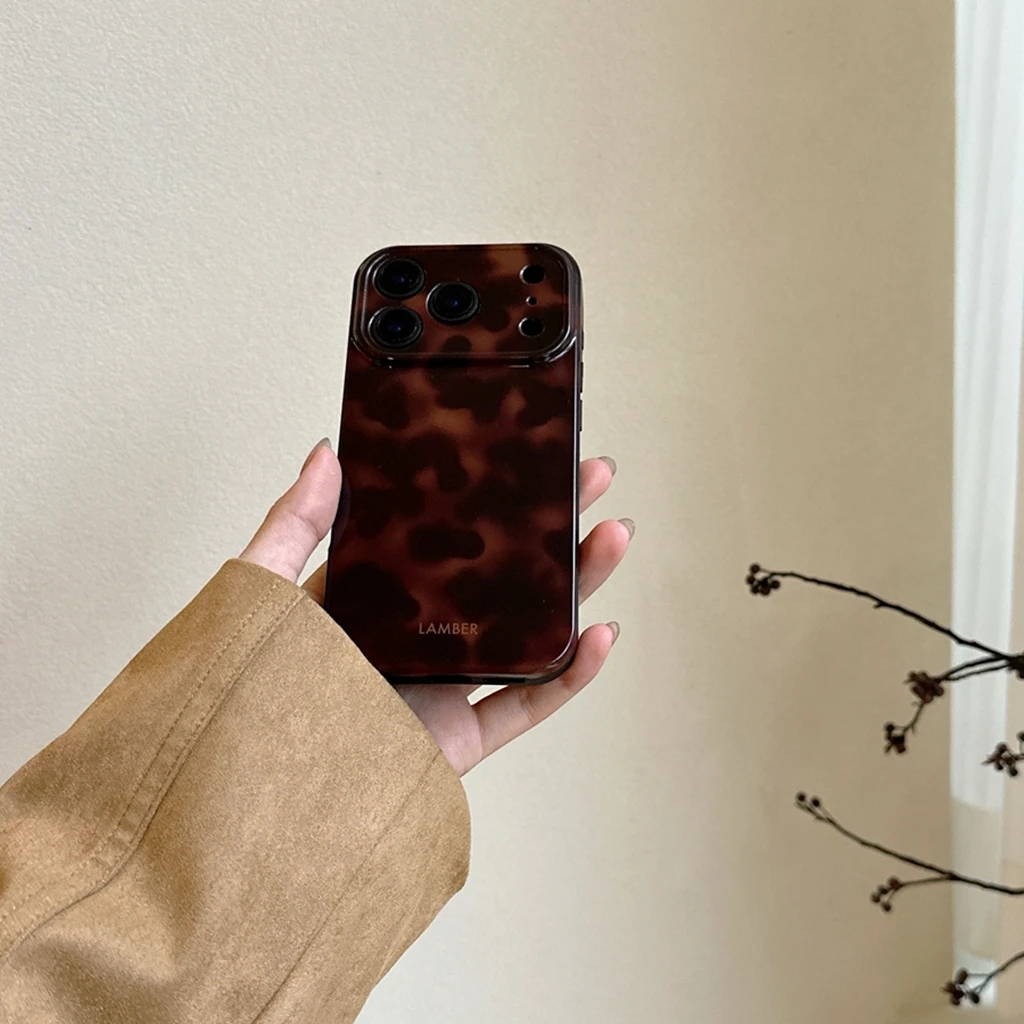 Retro Stylish Amber Color Lamber Pattern Glossy Phone Cover Case for iPhone 17 16 15 14 13 12 Pro Max Plus Air Image 6
