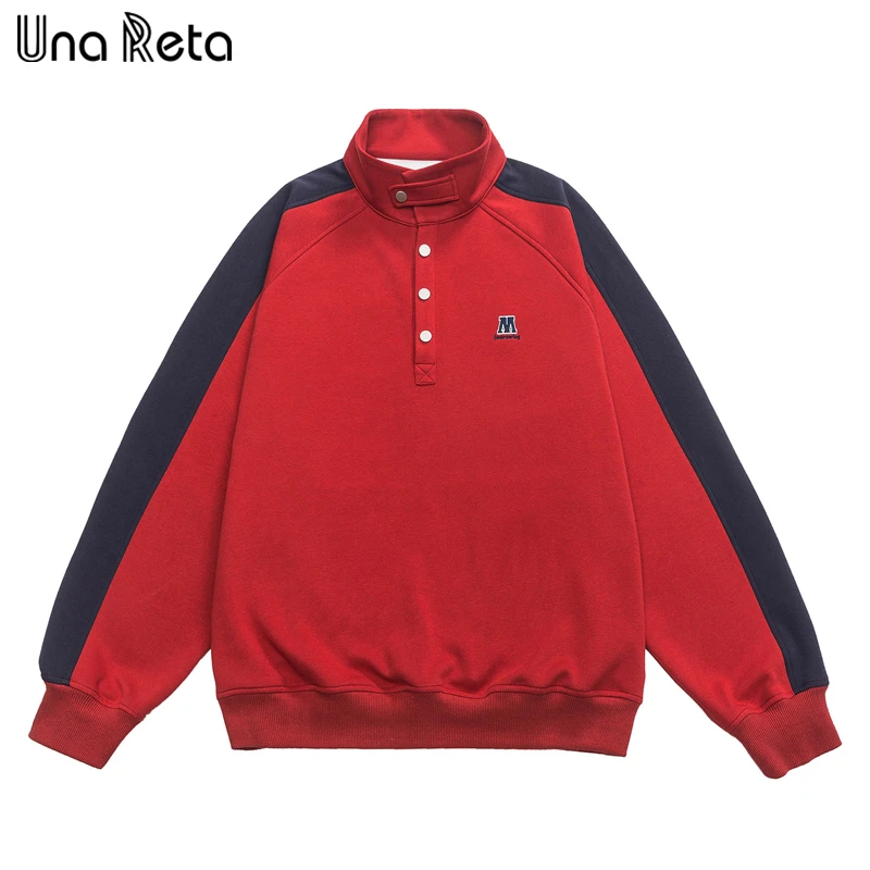 

Una Reta Sweatshirt Men Streetwear Autumn Turtleneck Hip Hop Print Pullover Tops Tracksuit Harajuku Patchwork Sweatshirts
