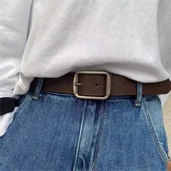 Chic Minimalist Slim - Fit Punk Belt with Metal Buckle - High - Quality Genuine Leather - 110cm (3.3cmCoffee Color)
