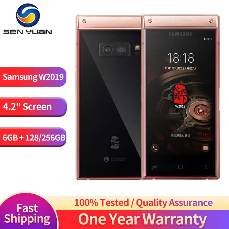 

Original Samsung W2019 World Flagship 4G Mobile Phone Dual SIM 4.2'' 6GB RAM 128/256GB ROM 12MP*2+8MP Flip Android SmartPhone