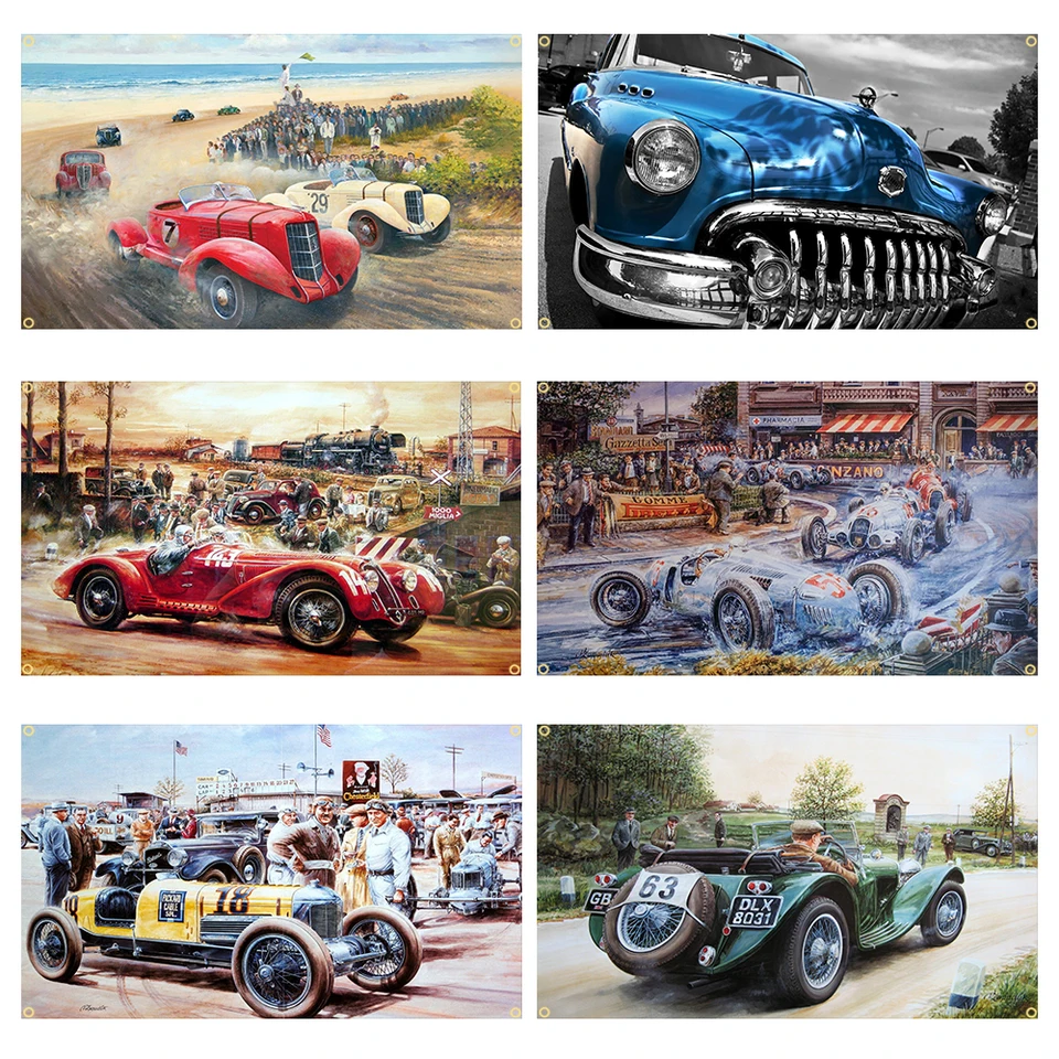 BNQJ レーシング ラグ タペストリー ビンテージ USA ナスカー フラッグ