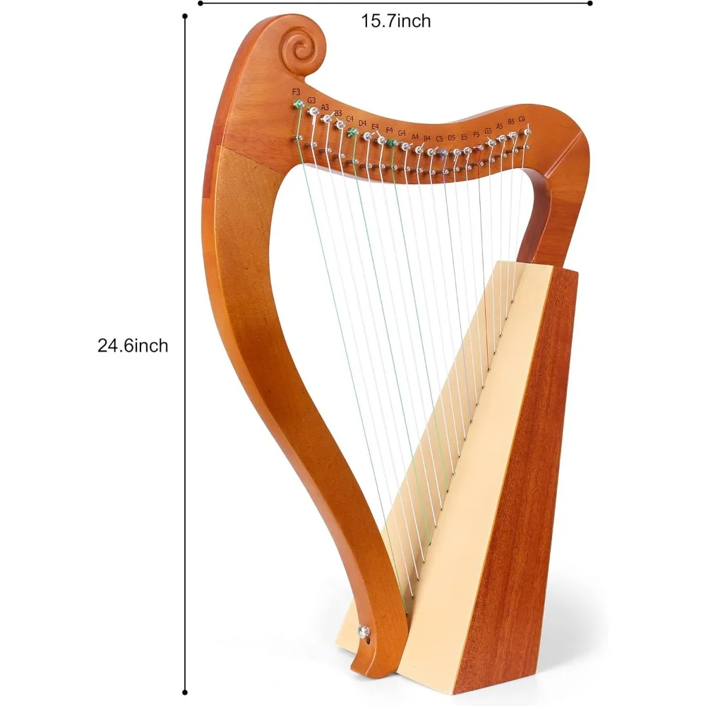 Harp 19-String Lyre Harp with Tuning Wrench Instruments, Lyre is Good Choice for Music Lovers