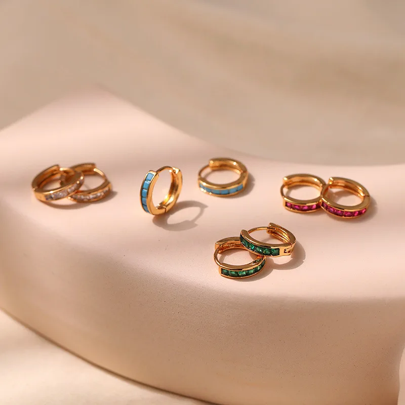 

Classic Zircon Small Circle Hoop Earrings for Women 18K Gold Plated Calaite CZ Cubic Zirconia Ear Rings Jewelry Gifts Wholesale