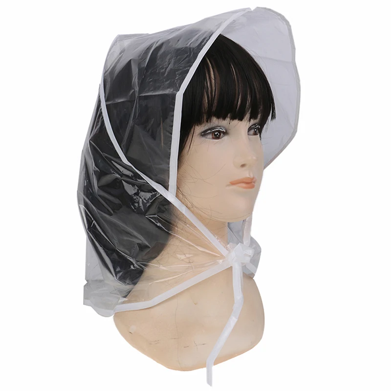 Clear Transparent Rain Cap Protective Hairstyle Rain Hat Plastic Bonnet Rainwear For Women Lady Girls 1 PC