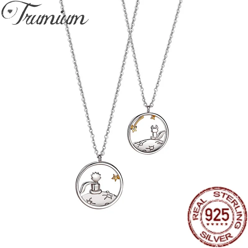 

Trumium Couple 925 Sterling Silver Prince Little Fox Pendant Personalized Lover Necklace Valentine's Day Anniversary Gift Jewlry