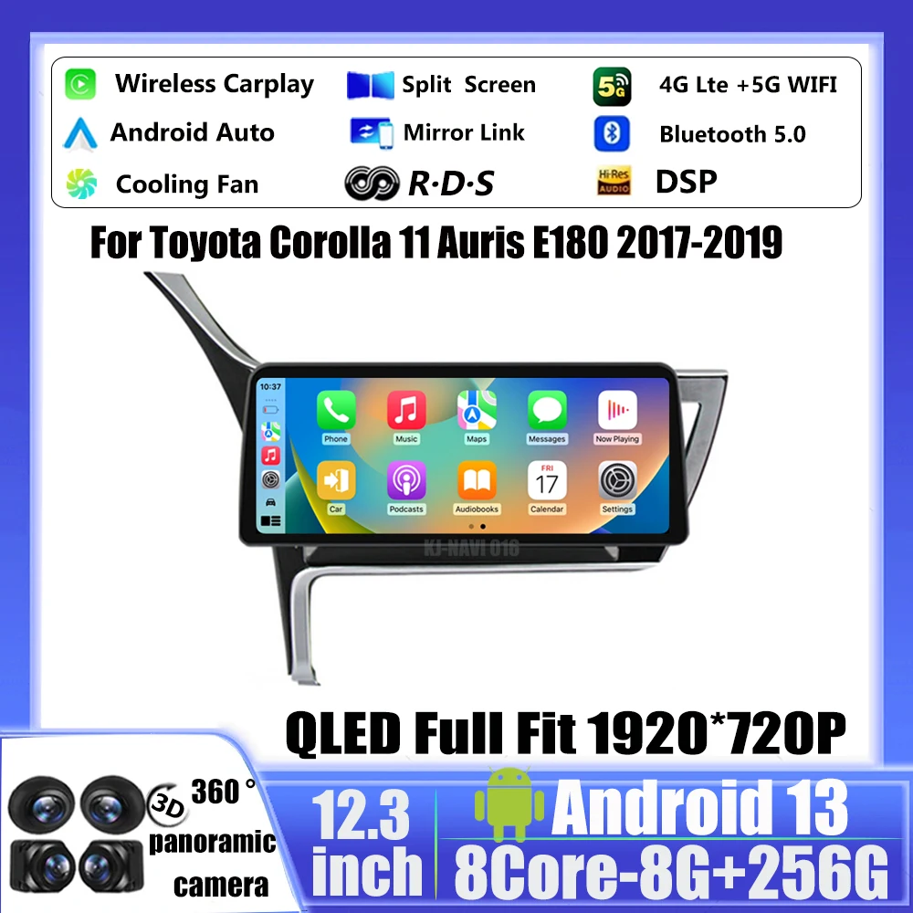 

Android 13 Car Stereo 12.3“ For Toyota Corolla 11 Auris E180 2017-2019 QLED Multimedia SWC Video Player wireless Carplay Auto